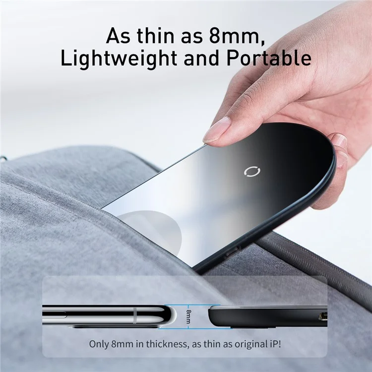 BASEUS Simple 2-IN-1 Wireless Charger Pro Version + Type-C Cavo di ricarica - Nero