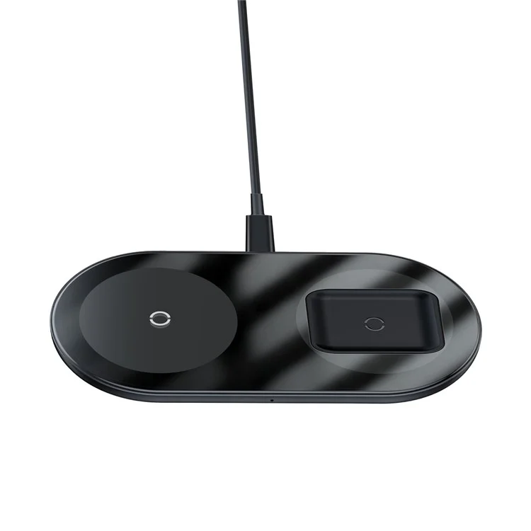 BASEUS Simple 2-IN-1 Wireless Charger Pro Version + Type-C Cavo di ricarica - Nero