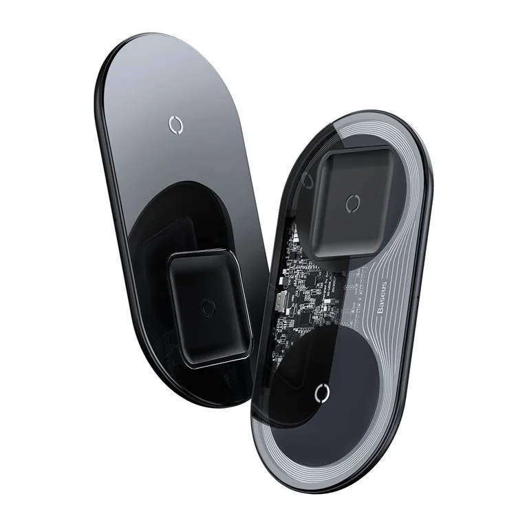 BASEUS Simple 2-IN-1 Wireless Charger Pro Version + Type-C Cavo di ricarica - Nero