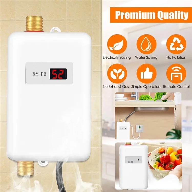 Scaldacqua elettrico miniaturizzato per cucina, riscaldamento rapido, temperatura costante, 3800W, spina EU 220V - Nero