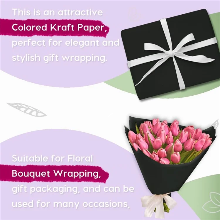 38cm Width Kraft Paper DIY Gift Wrapping Moving Supplies Craft Packing Roll, Length: 10m - Black