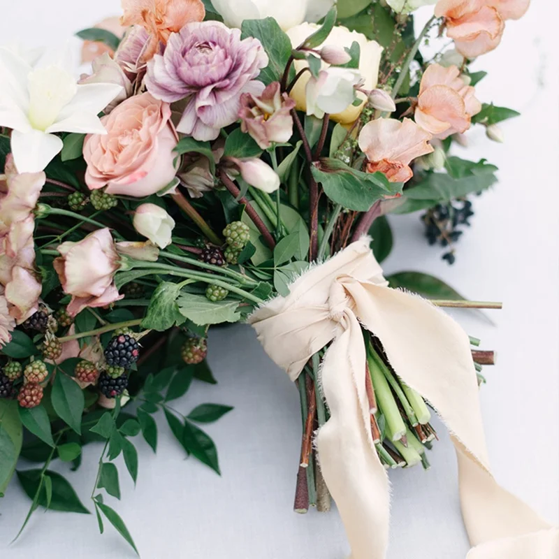 3 Rolls Handmade Frayed Edged Chiffon Ribbon for Wedding Invitation Wrapping Bouquets Decor - Style A