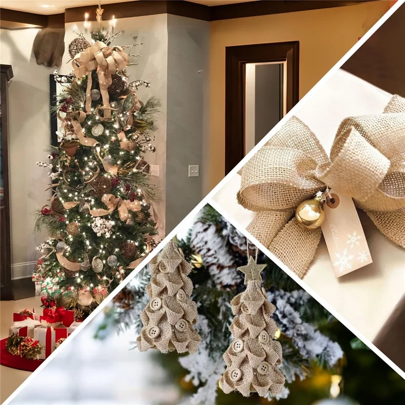 75mm Width Artificial Burlap Ribbon with Wired Edge Christmas Gift Packing DIY Crafts Wrapping Material