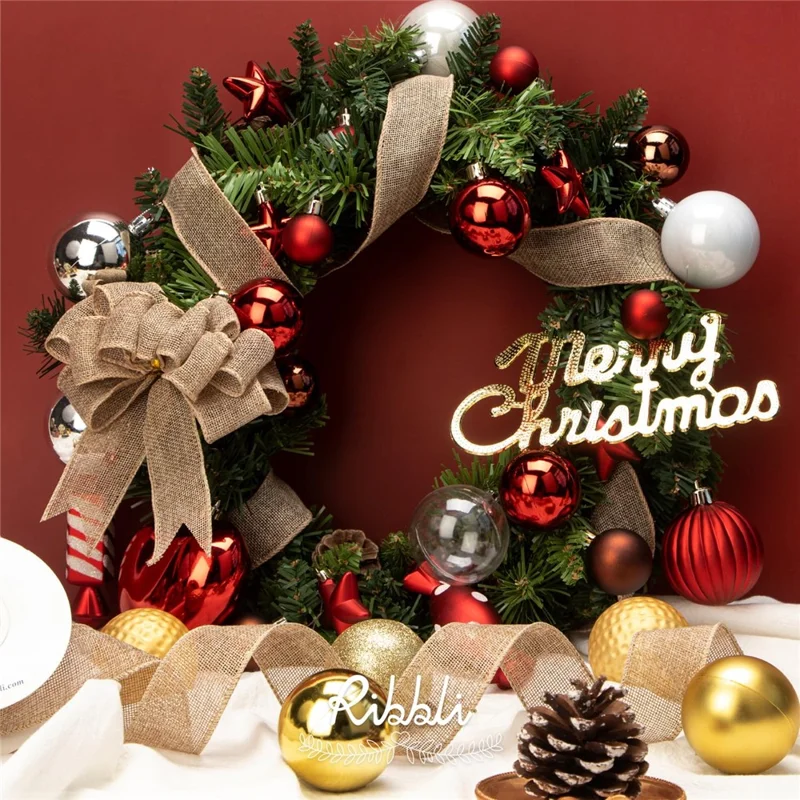 75mm Width Artificial Burlap Ribbon with Wired Edge Christmas Gift Packing DIY Crafts Wrapping Material