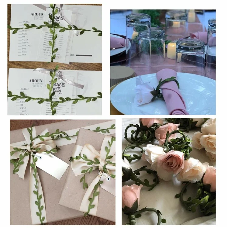 10m Simulation Green Willow Feuilles Accessoires de Bricolage de Rotin Fournitures de Fleurs Décoratives