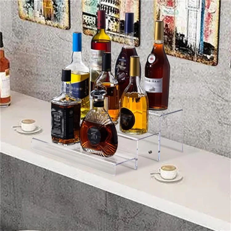 Transparent Acrylic 3-Tier Wine Bottle Holder Rack Display Shelf for Mugs Vases Organization