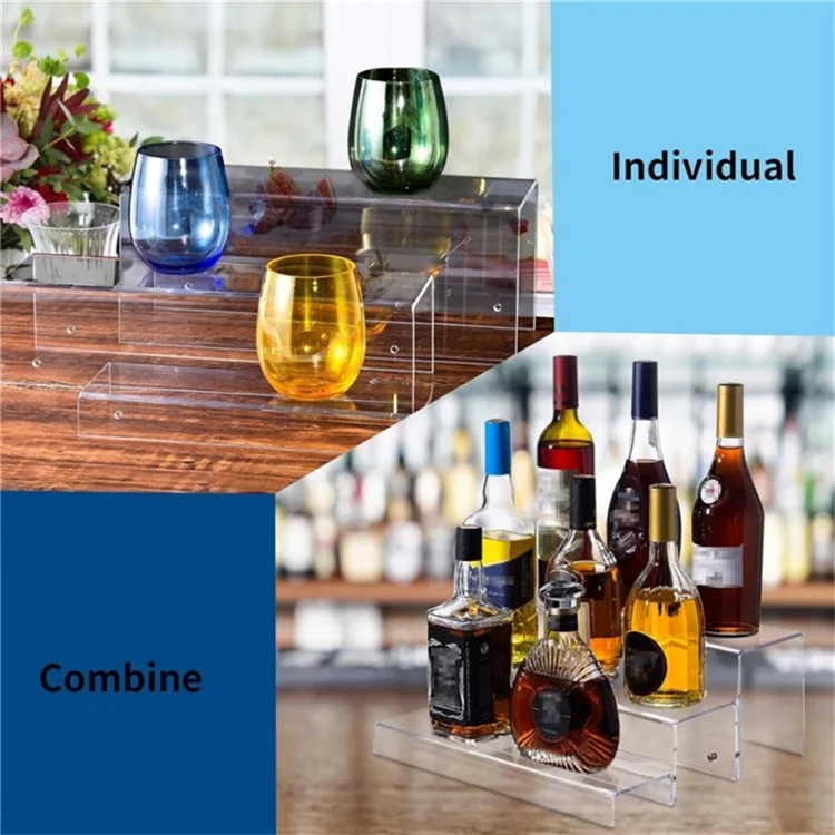 Transparent Acrylic 3-Tier Wine Bottle Holder Rack Display Shelf for Mugs Vases Organization