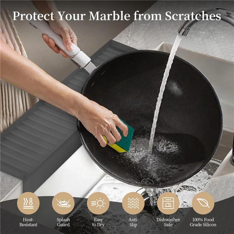 Kitchen Bathtub Sink Edge Silicone Water Baffle Cuttable Prevent Splashing Water Barrier - Grey