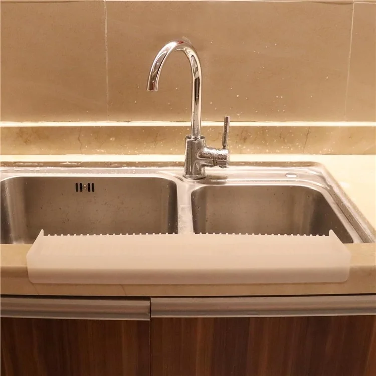 Kitchen Bathtub Sink Edge Silicone Water Baffle Cuttable Prevent Splashing Water Barrier - Grey