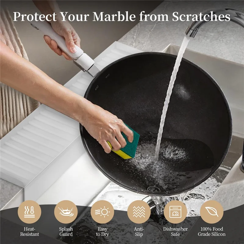 Kitchen Bathtub Sink Edge Silicone Water Baffle Cuttable Prevent Splashing Water Barrier - Transparent