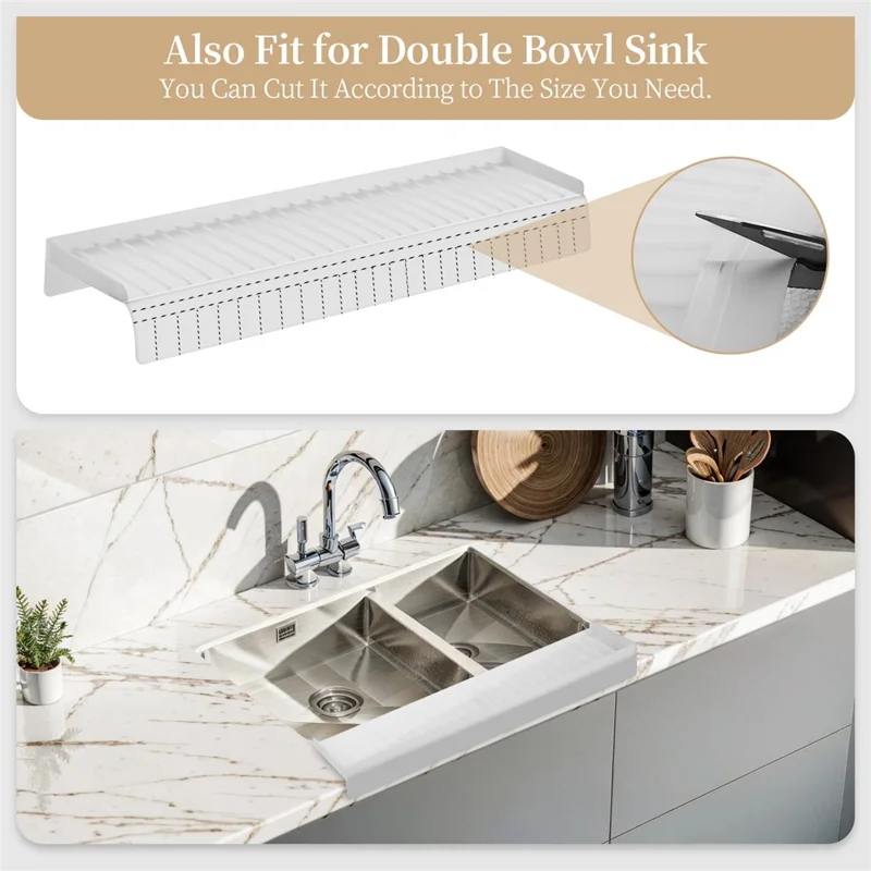 Kitchen Bathtub Sink Edge Silicone Water Baffle Cuttable Prevent Splashing Water Barrier - Transparent