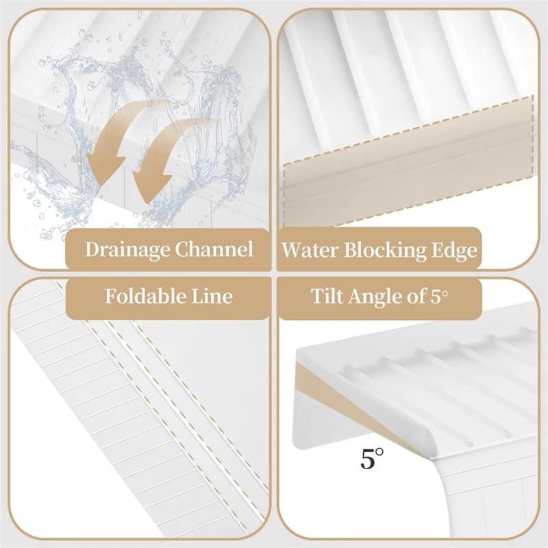 Kitchen Bathtub Sink Edge Silicone Water Baffle Cuttable Prevent Splashing Water Barrier - Transparent