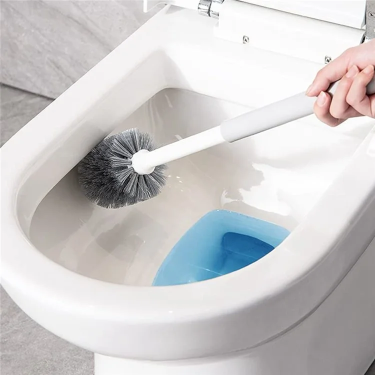 Long Handle Toilet Cleaner Brush Plunger Bathroom Cleaning Tool with Holder Base Set