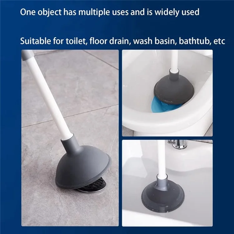 Long Handle Toilet Cleaner Brush Plunger Bathroom Cleaning Tool with Holder Base Set