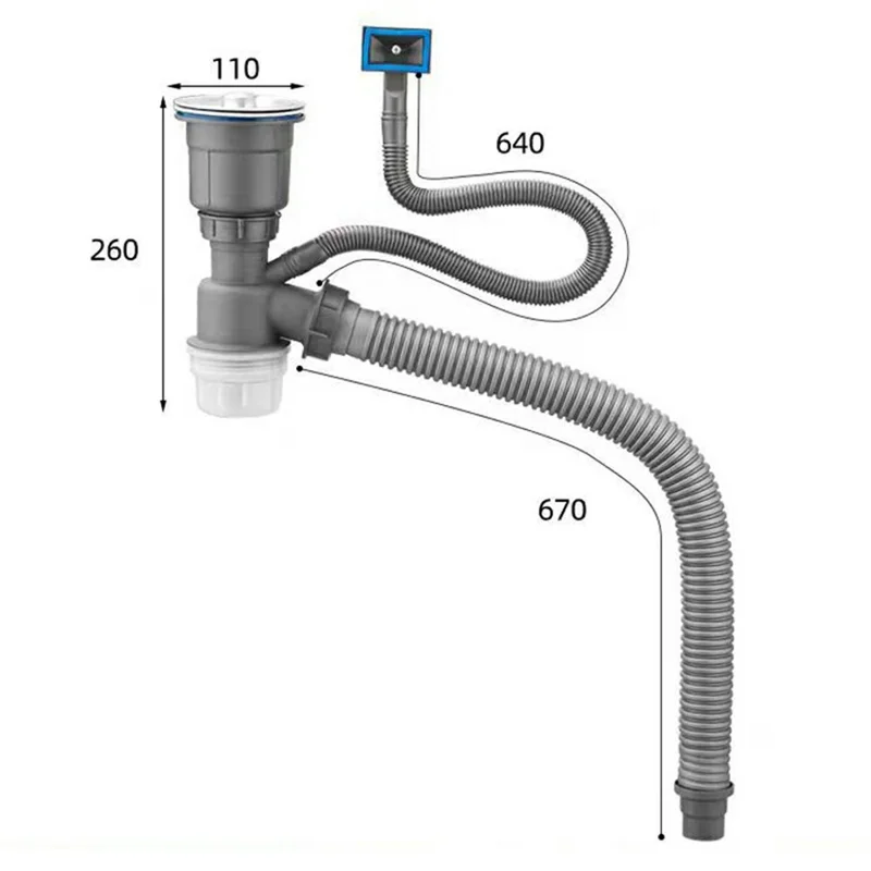 One Sink Drain Kit Sink Flexible Sink Drain Pipe with Anti-Odor Sealing