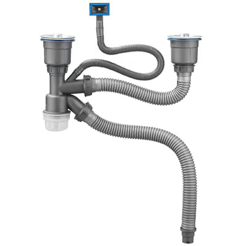 Double Kitchen Sinks Drain Kit Flexible Sink Drain Pipe with Anti-Odor Sealing