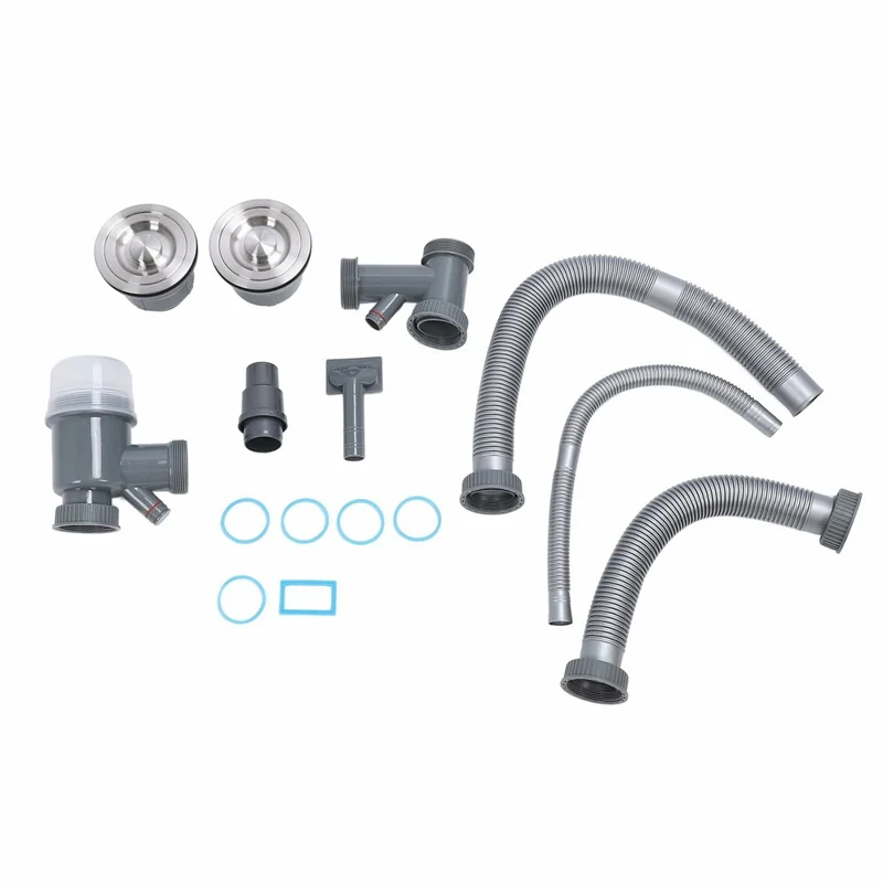 Double Kitchen Sinks Drain Kit Flexible Sink Drain Pipe with Anti-Odor Sealing
