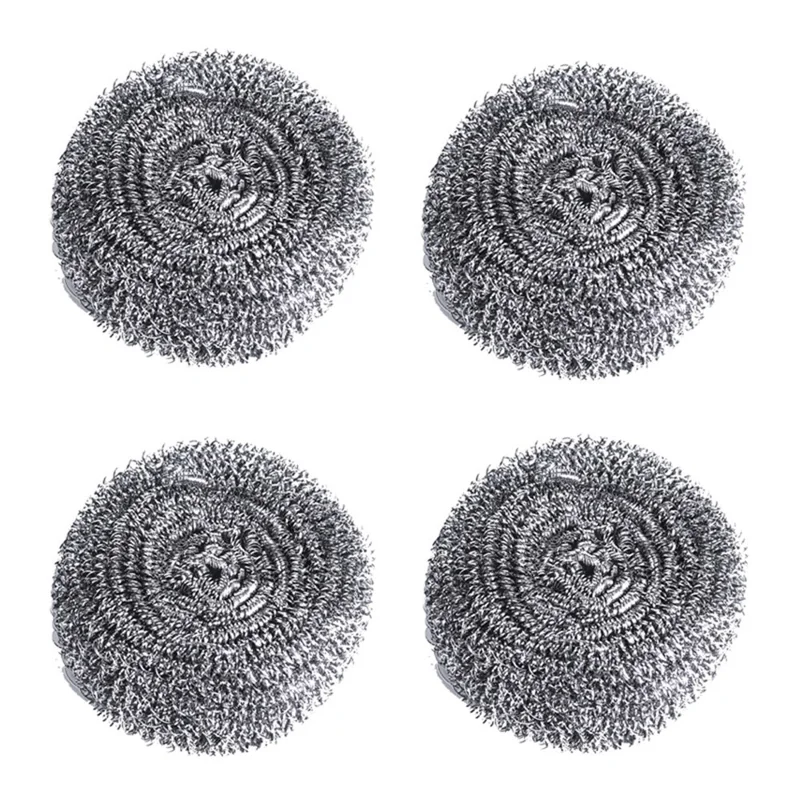 4Pcs Stainless Steel Cleaning Balls Kitchen Washing Pots Pans Rust Removal Wire Steel Brush Scrubber