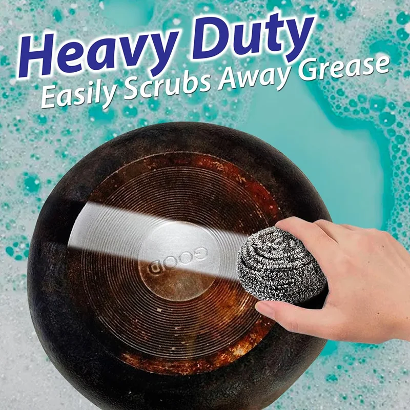 4Pcs Stainless Steel Cleaning Balls Kitchen Washing Pots Pans Rust Removal Wire Steel Brush Scrubber