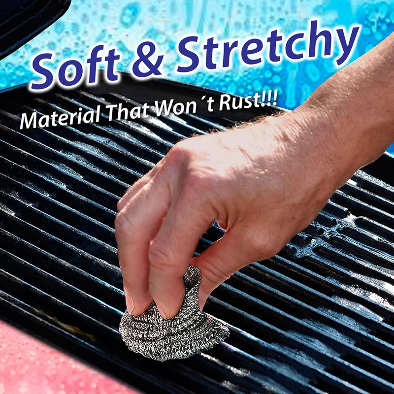 4Pcs Stainless Steel Cleaning Balls Kitchen Washing Pots Pans Rust Removal Wire Steel Brush Scrubber
