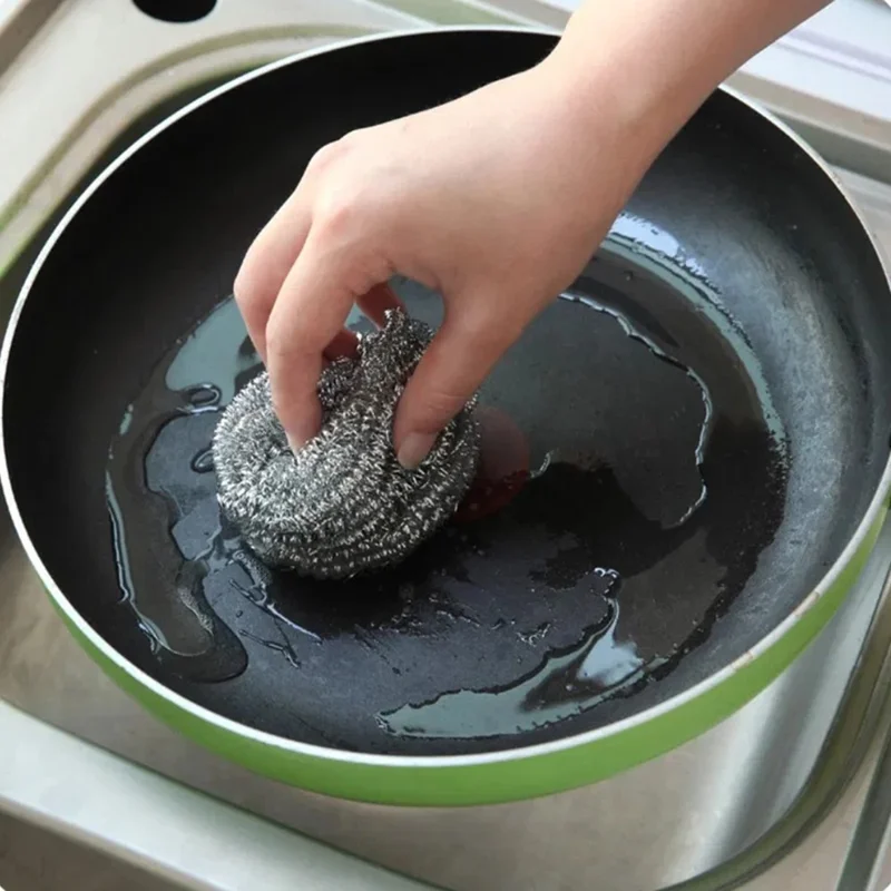 4Pcs Stainless Steel Cleaning Balls Kitchen Washing Pots Pans Rust Removal Wire Steel Brush Scrubber