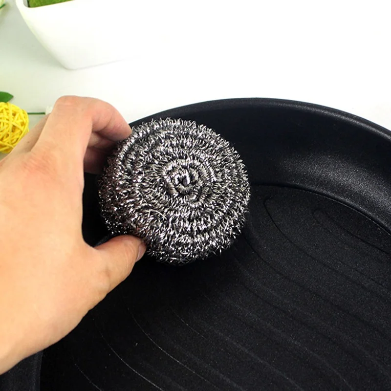 4Pcs Stainless Steel Cleaning Balls Kitchen Washing Pots Pans Rust Removal Wire Steel Brush Scrubber