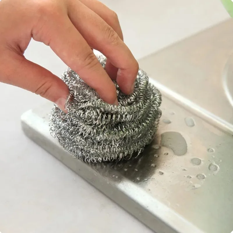 4Pcs Stainless Steel Cleaning Balls Kitchen Washing Pots Pans Rust Removal Wire Steel Brush Scrubber