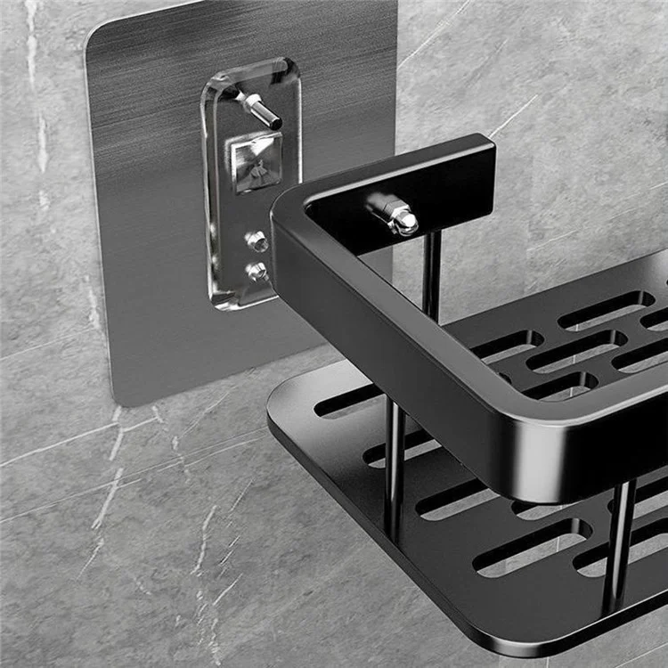 Mensola da bagno in alluminio per doccia senza foratura, montata a parete, organizer rettangolare - Grigio