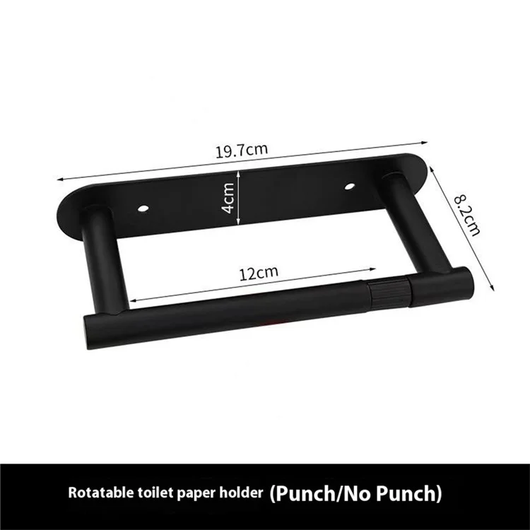 Support à essuie-tout de cuisine en acier inoxydable monté au mur, rangement pour boîte de mouchoirs, support à rouleau suspendu - Noir