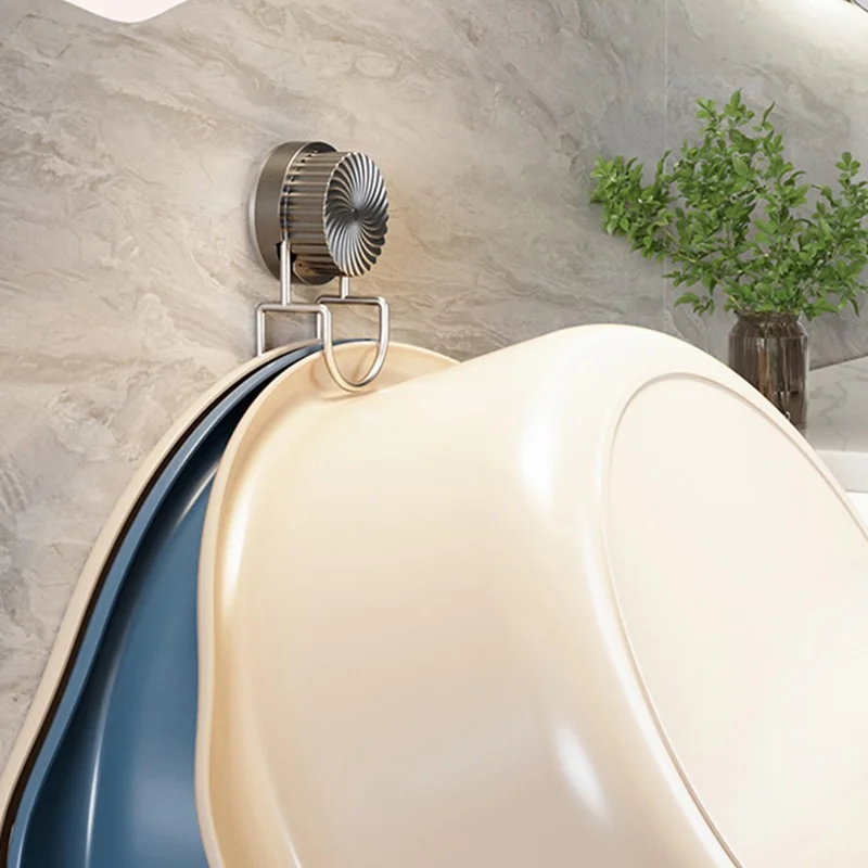 Suction Cup Wash Basin Holder Iron Art Bathroom Wall Mounted Basin Hanging Hook - White
