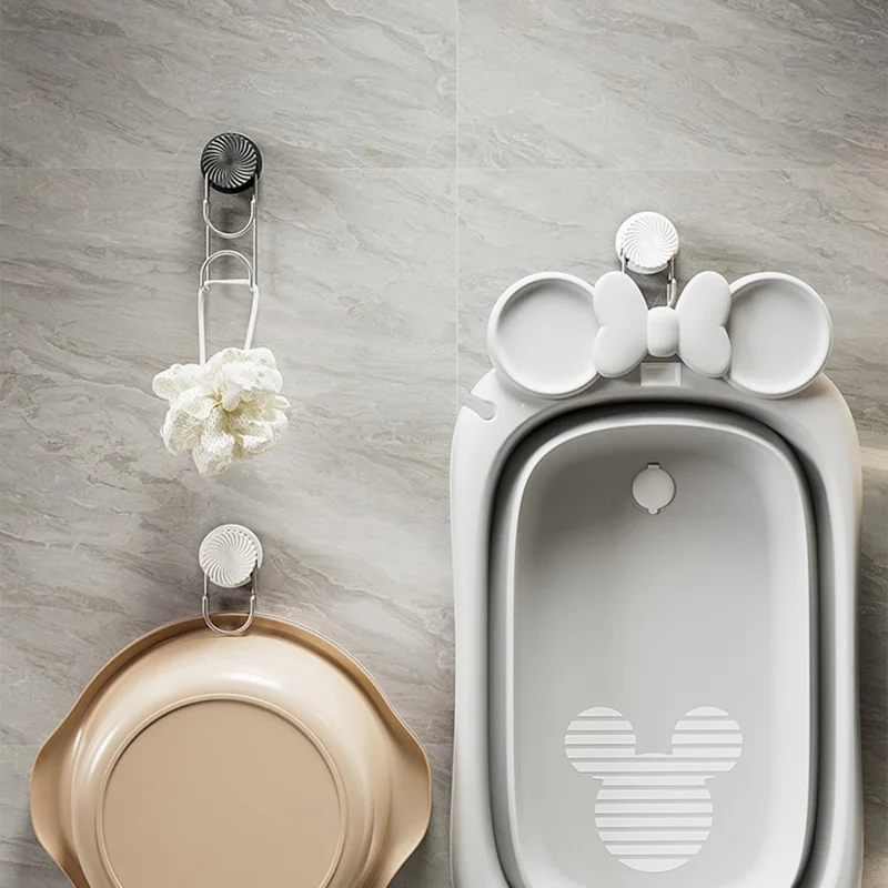 Suction Cup Wash Basin Holder Iron Art Bathroom Wall Mounted Basin Hanging Hook - White