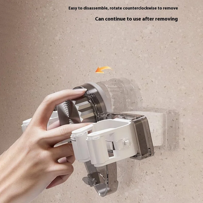 Przyssawkowe wieszaki na mop, bez wiercenia, montowane na ścianę, usuwalne, transparentne szare