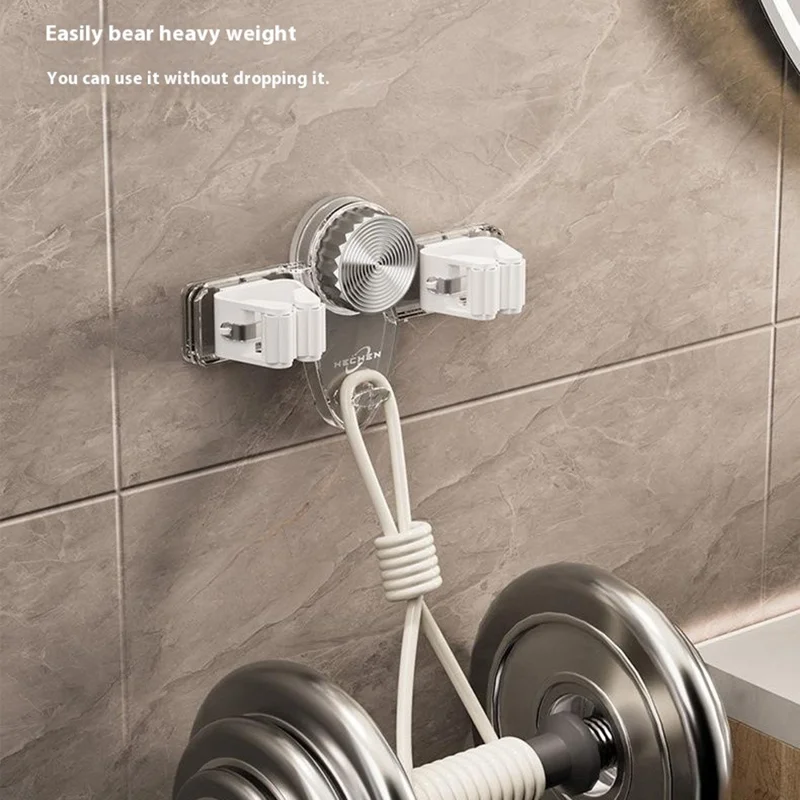 Przyssawkowe wieszaki na mop, bez wiercenia, montowane na ścianę, usuwalne, transparentne szare