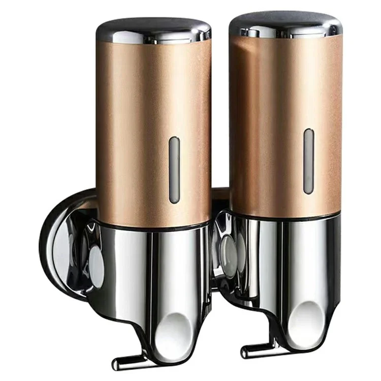 Stainless Steel Dual Head Soap Dispenser 1000ml Manual Push Pump Shampoo Body Wash - Gold