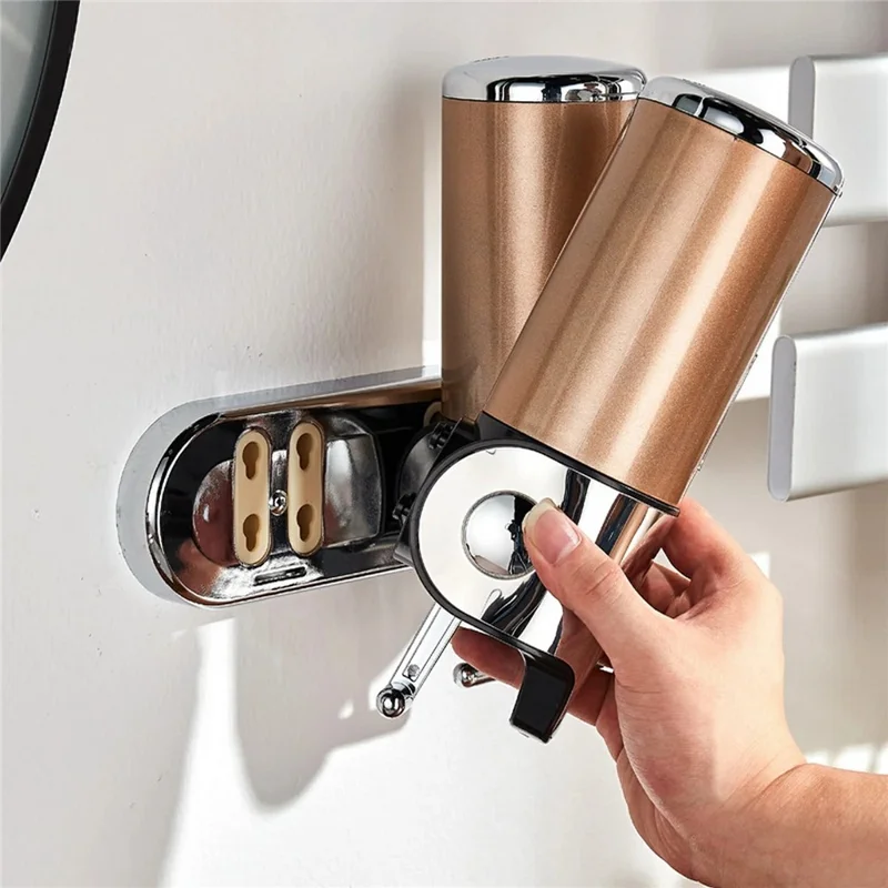 Stainless Steel Dual Head Soap Dispenser 1000ml Manual Push Pump Shampoo Body Wash - Red