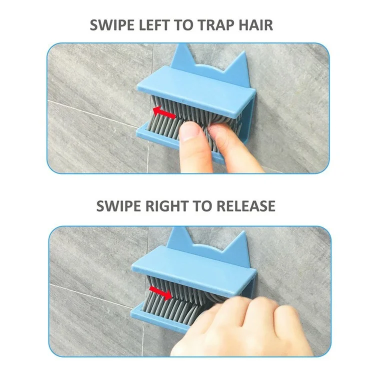 Shower Wall Hair Catcher Bathroom Bathtub Drain Protector Hair Collector Anti Clog Device For Home Use - Square  /  Blue
