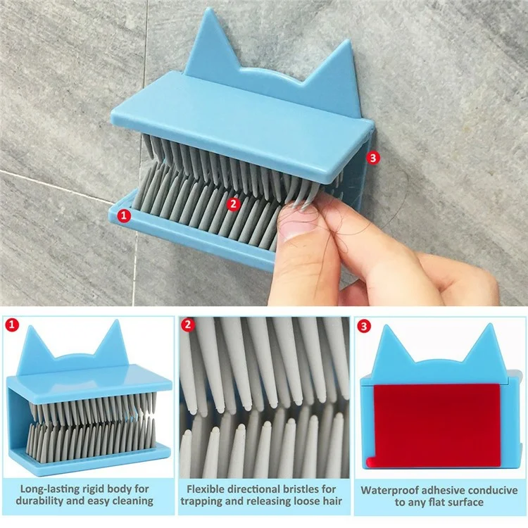 Shower Wall Hair Catcher Bathroom Bathtub Drain Protector Hair Collector Anti Clog Device For Home Use - Square  /  Blue