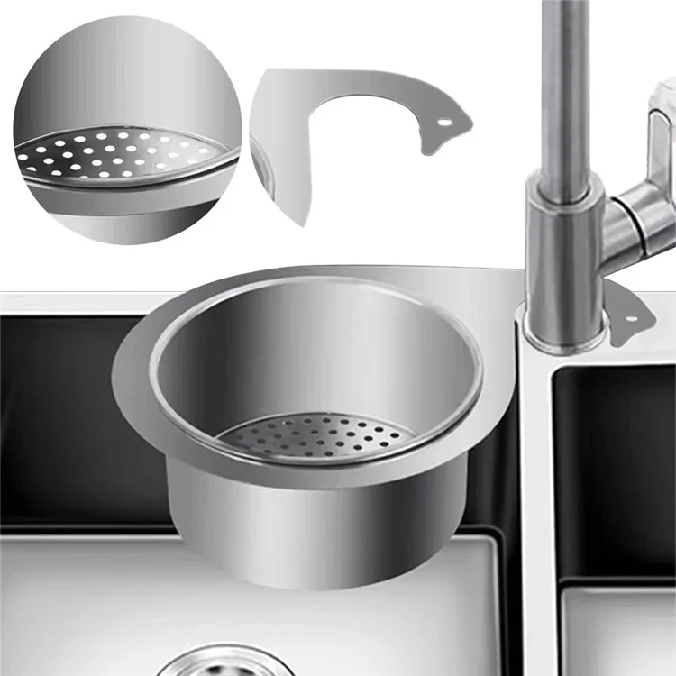 Escorredor de Pia de Cozinha 25 x 12,5 x 7 cm em Aço Inoxidável - Cesto Suspenso para Separação de Itens Secos e Úmidos (Sem Certificação FDA)