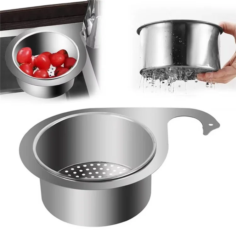 22.5 x 10 x 6cm Kitchen Sink Swan Drainer Stainless Steel Hanging Basket Dry Wet Separation Rack (No FDA)