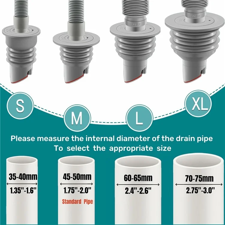 45-50mm Sewer Pipe Silicone Drain Seal Ring Kitchen Sink Washing Machine Bathroom Anti-Odor Drain Pipe Connection Plug