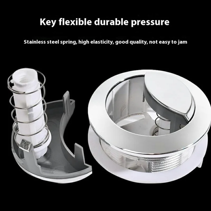 Toilet Tank Flush Button Dual Push Universal Seat Press Round Switch for Bathroom, Size M - White