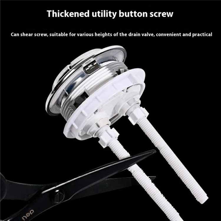 Toilet Tank Flush Button Dual Push Universal Seat Press Round Switch for Bathroom, Size M - White