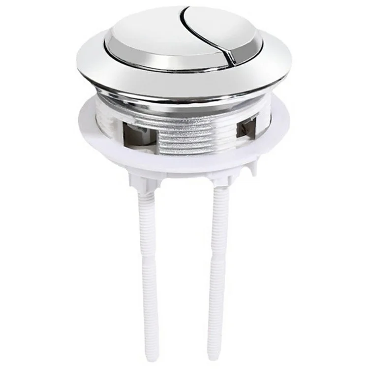 Toilet Tank Flush Button Dual Push Universal Seat Press Round Switch for Bathroom, Size L - White