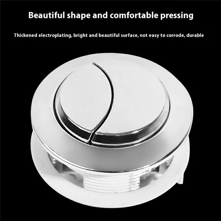 Toilet Tank Flush Button Dual Push Universal Seat Press Round Switch for Bathroom, Size L - White