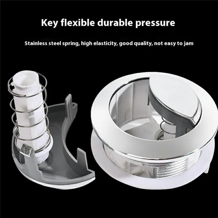 Toilet Tank Flush Button Dual Push Universal Seat Press Round Switch for Bathroom, Size L - White