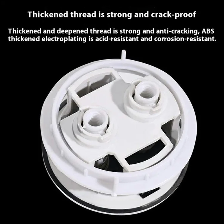 Toilet Tank Flush Button Dual Push Universal Seat Press Round Switch for Bathroom, Size L - White