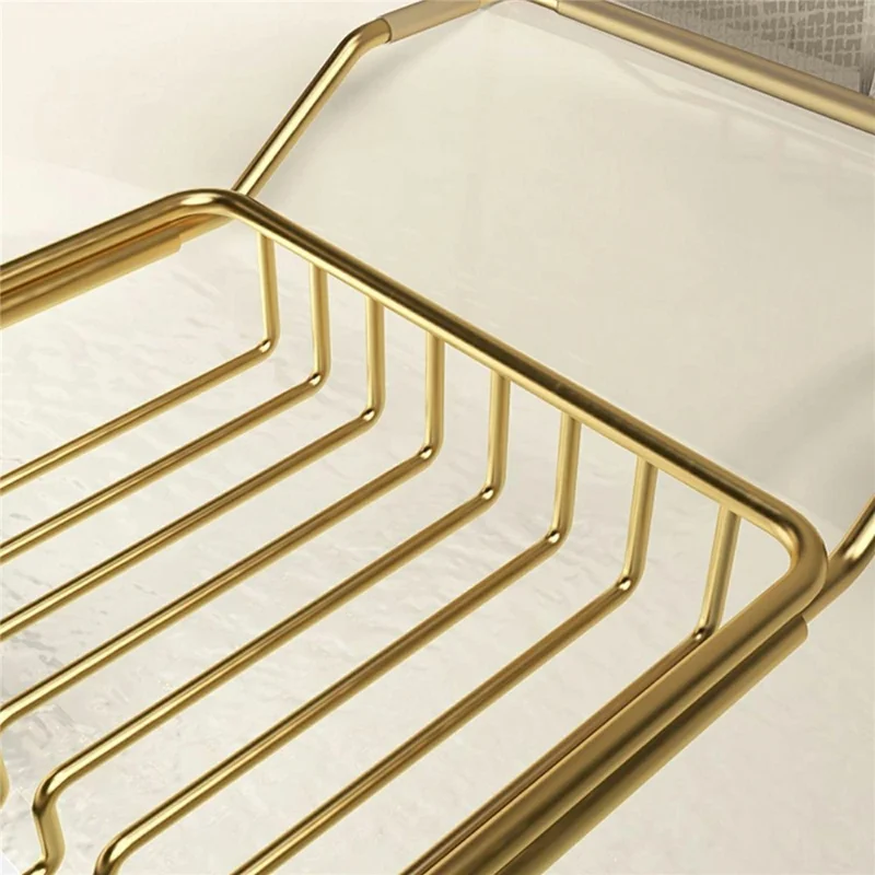 Bathtub Caddy Shelf 304 Stainless Steel Expandable 63-103cm Storage Rack with Phone Tablet Holder for Bathroom - Gold