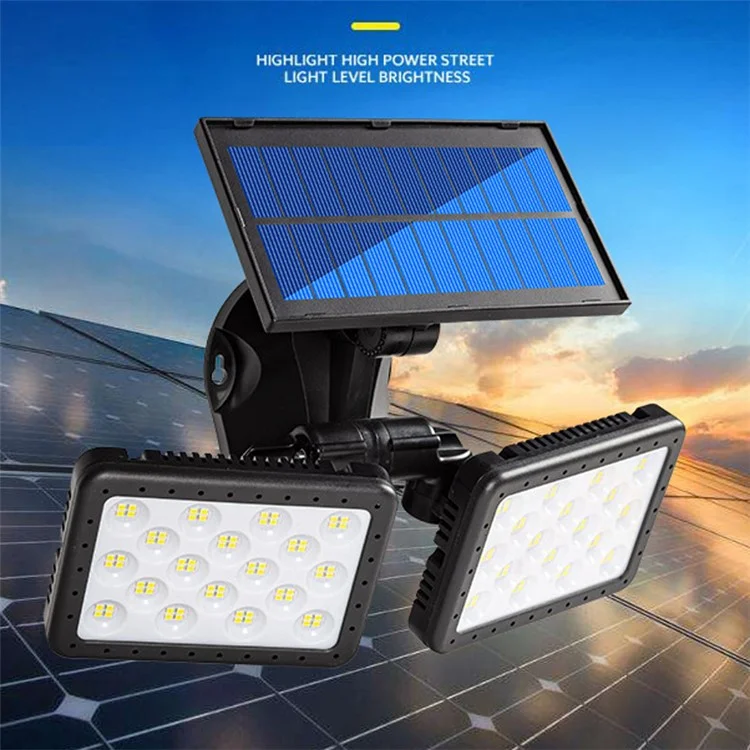 W770A Rotatable Double Head PIR Motion Sensor Solar Wall Light Emergency Lamps Outdoor Garden Lighting