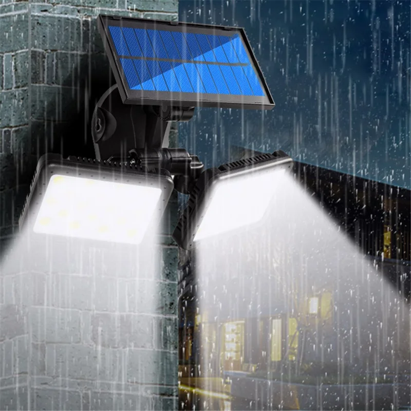 W770B COB Double-Head Solar Lamp Waterproof Motion Sensor Garden Yard Street Path Wall Lamp