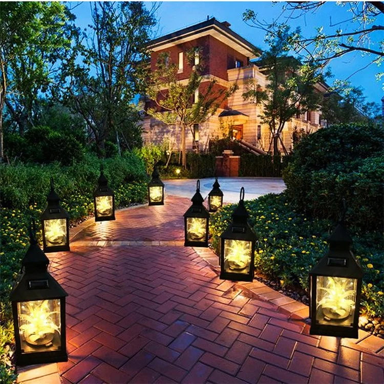 Luce solare da 20 LED per piante all'aperto, lampada a vento, lanterna per giardino, vialetto, prato, lampada appesa per la notte - Bianco caldo